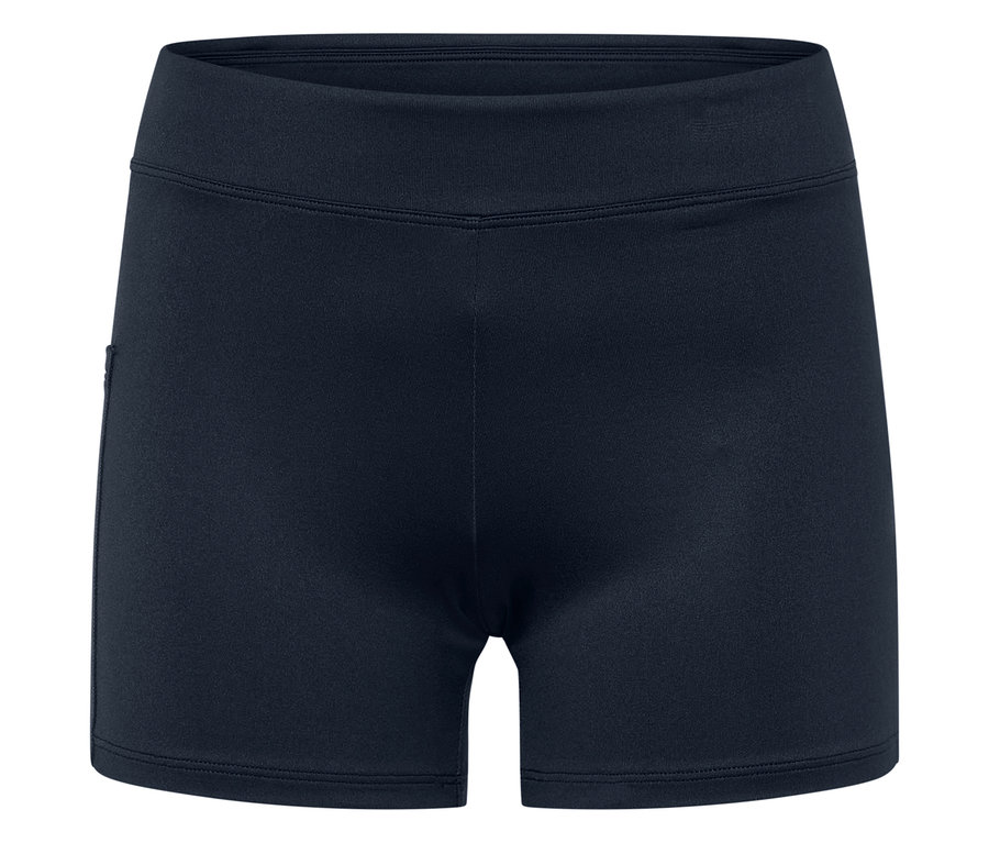 Detailansicht eines blauen Sportkleids mit Radler.