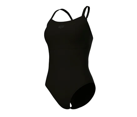 Detailaufnahme des arena Feel Damen Badeanzugs Solid Lightdrop Back Bustier, BLACK-BLACK.