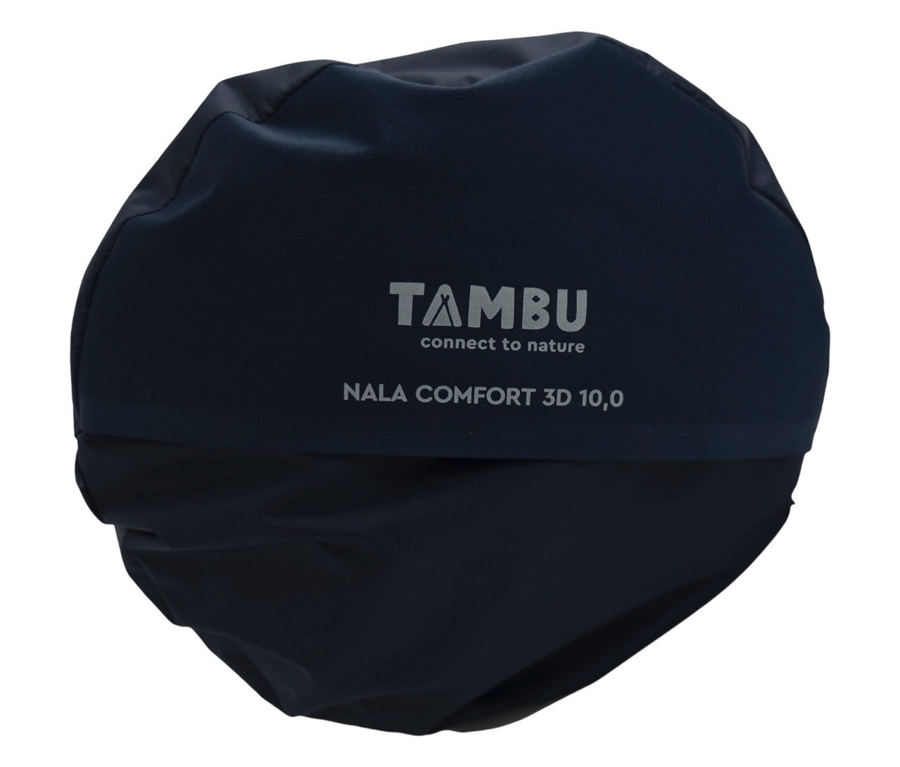 Nahaufnahme der verpackten Tambu Isomatte »NALA Comfort« in Dunkelblau.