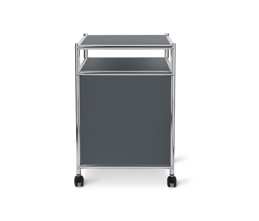 Grauer Rollcontainer Metall »CN3« mit Klappe.