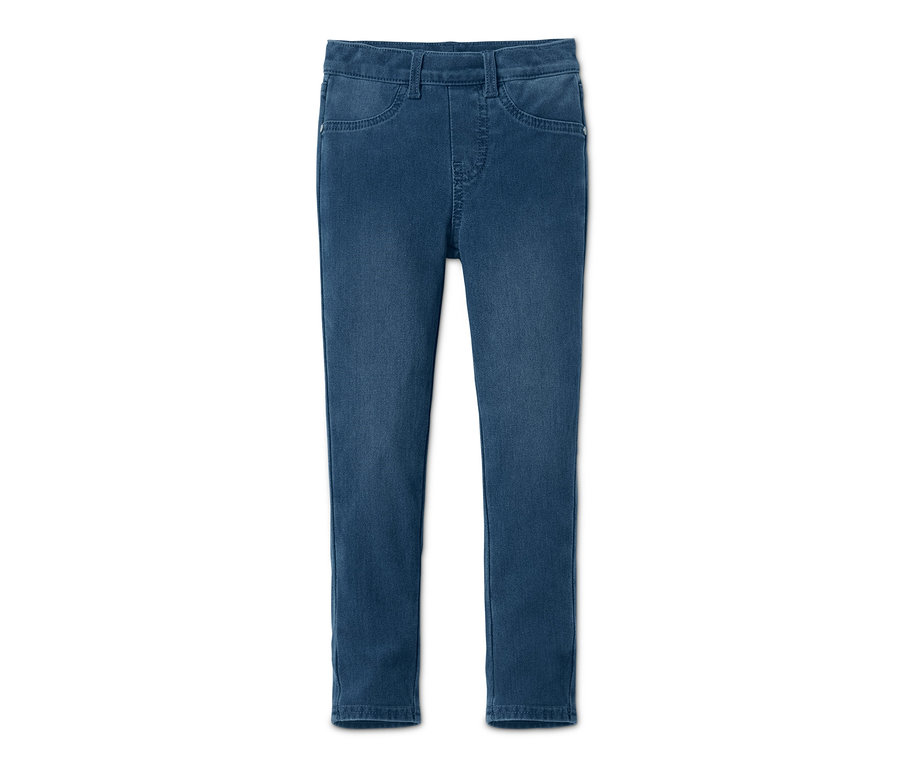 Blaue Treggings auf weißem Hintergrund.