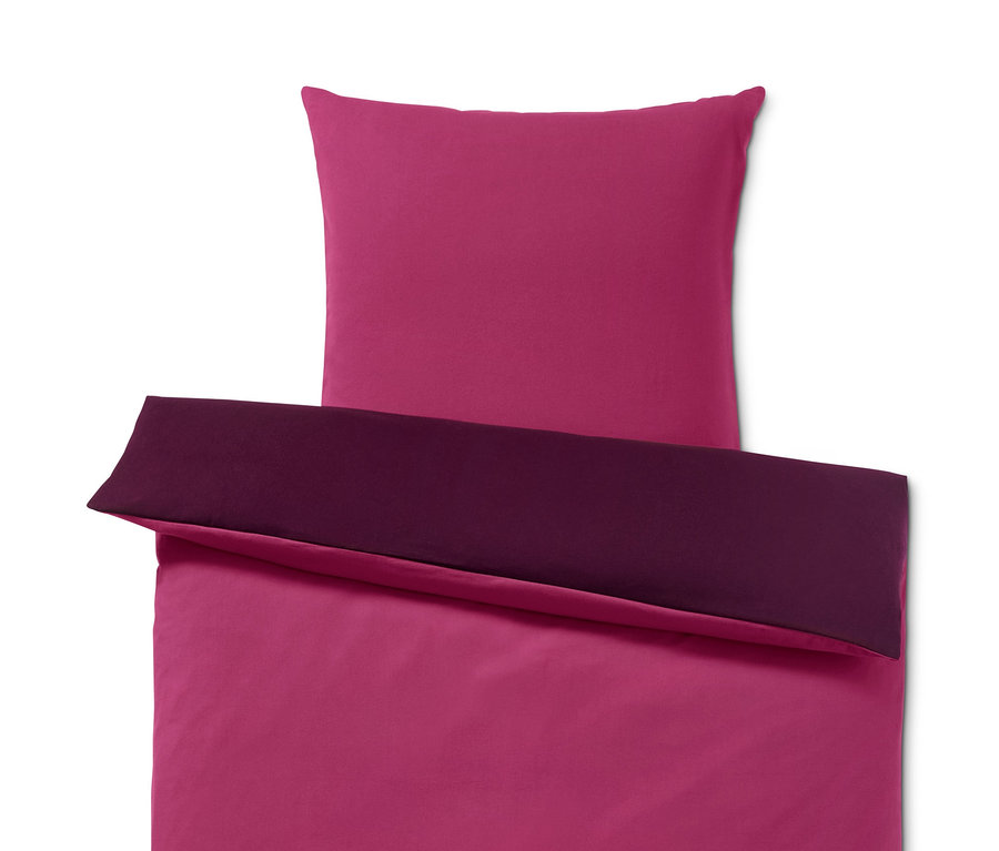 Violette Flanell-Bettwäsche, Normalgröße und Doppelgröße, mit violettem Rand.