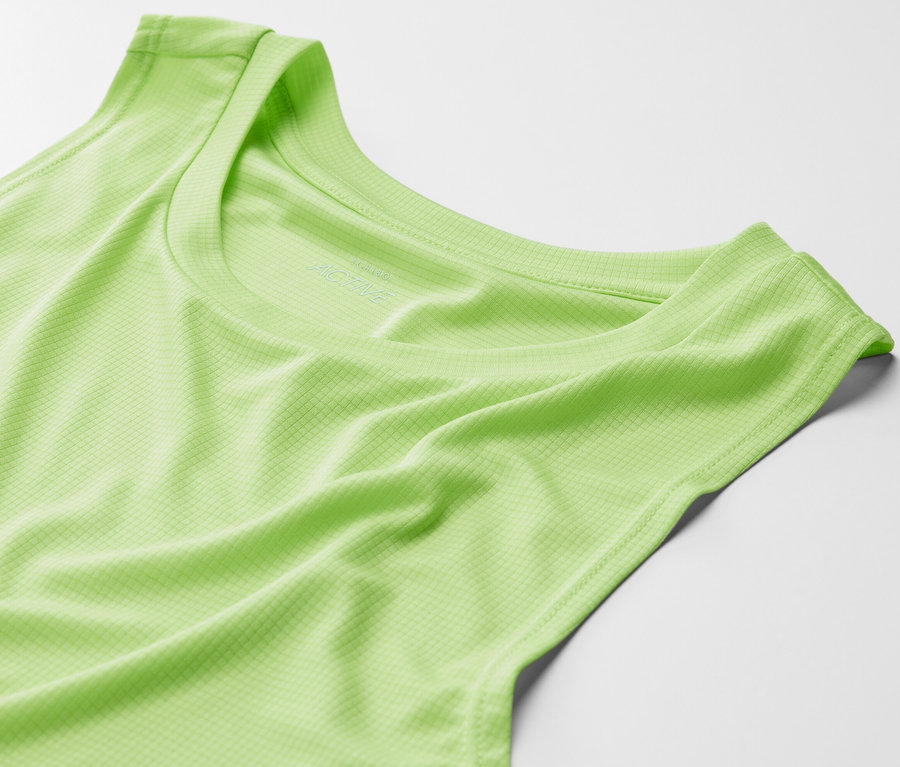 Nahaufnahme eines Sporttops in Lime.