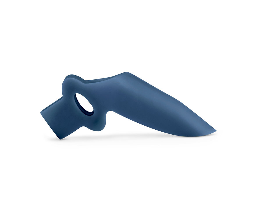 Blauer Hallux-Valgus-Schutz auf weißem Hintergrund.