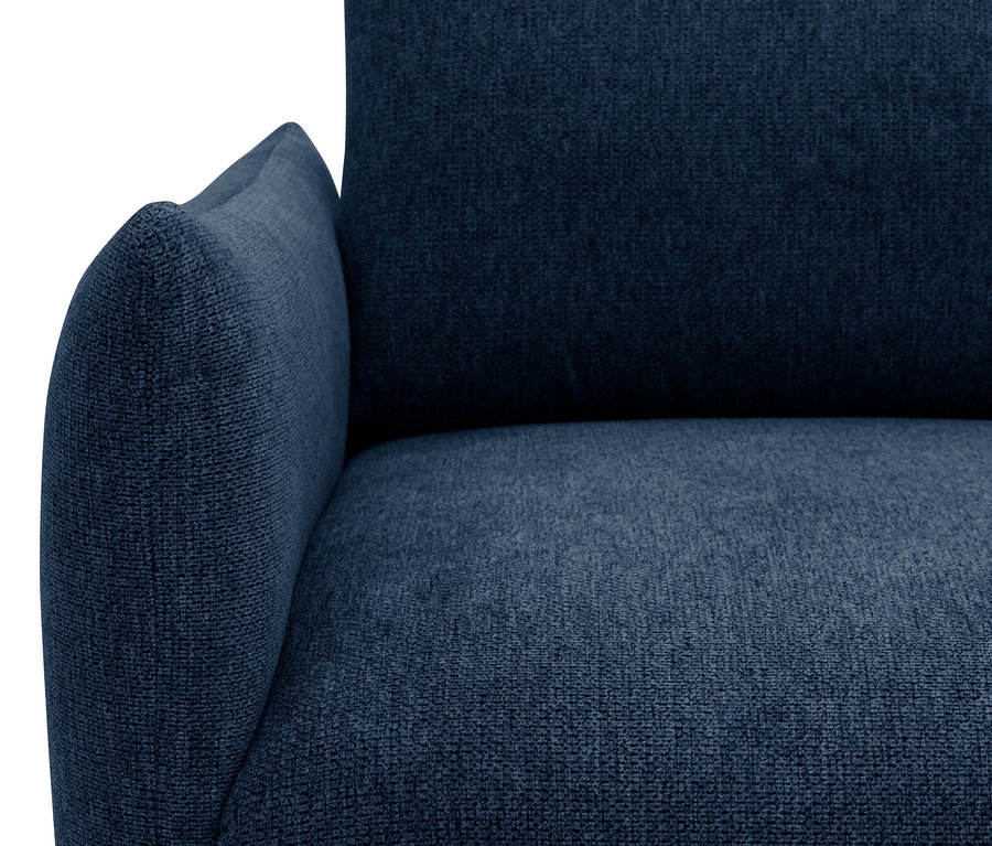 Detailansicht eines blauen Schlafsofas »Helsinki« von DOMO collection.
