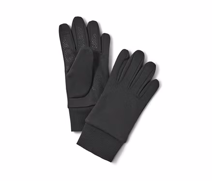 Zwei schwarze Kinder-Windprotection-Thermohandschuhe liegen nebeneinander.