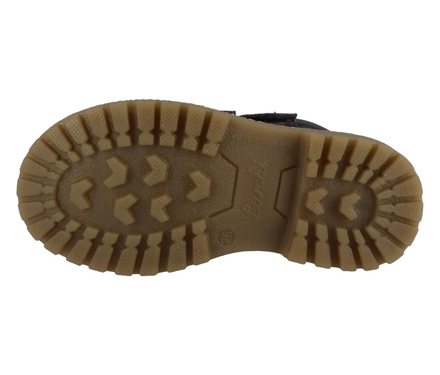 Sohle des marineblauen LURCHI »Daniele-TEX« Schuhs mit braunem Profil.