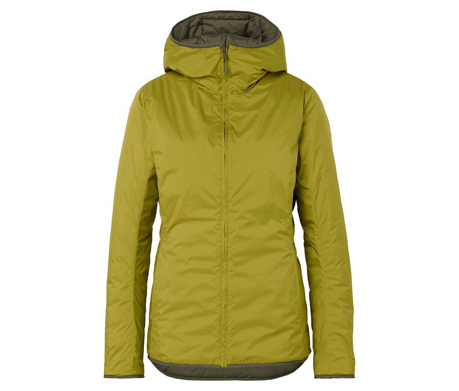 Eine grüne Jacke mit Kapuze.