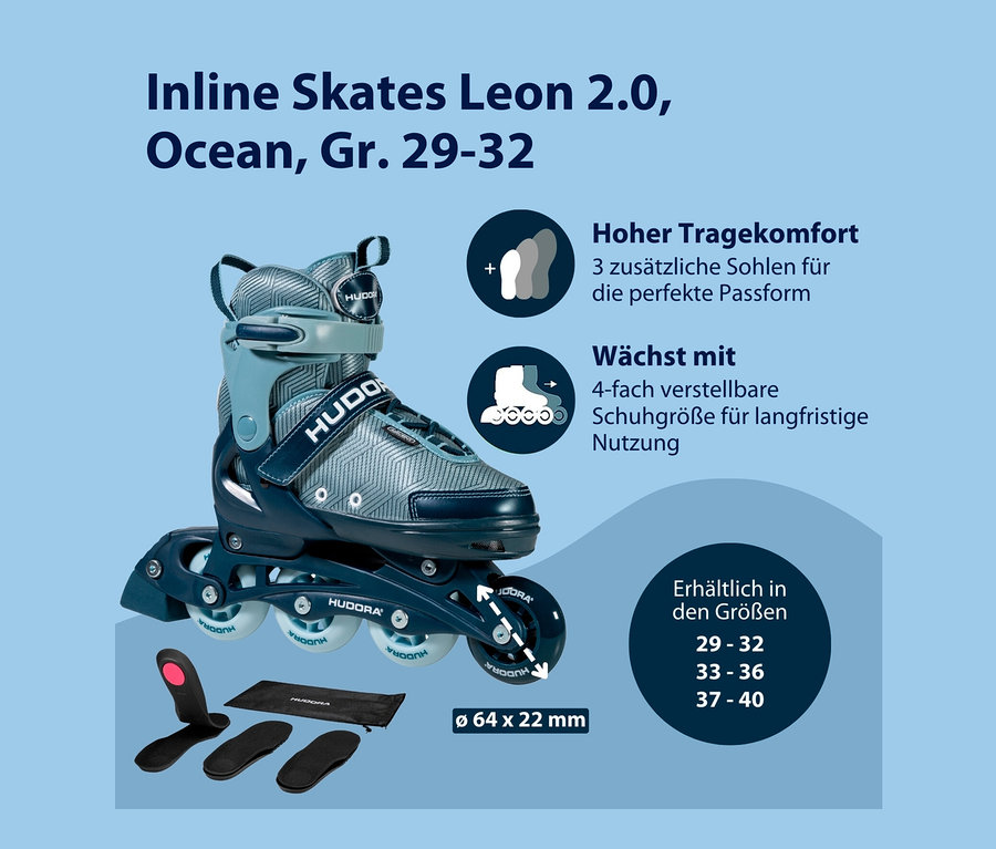 Blau-graue HUDORA Inline Skates »Leon 2.0«.