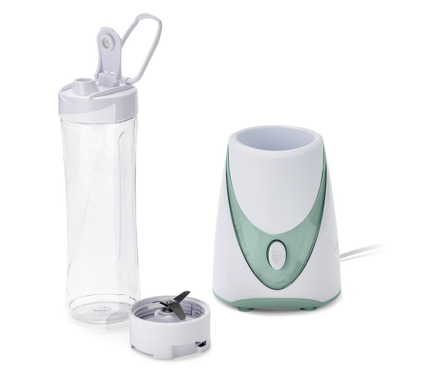 Ein Smoothie-Maker, 250 W, mit Behälter und Schneidaufsatz.