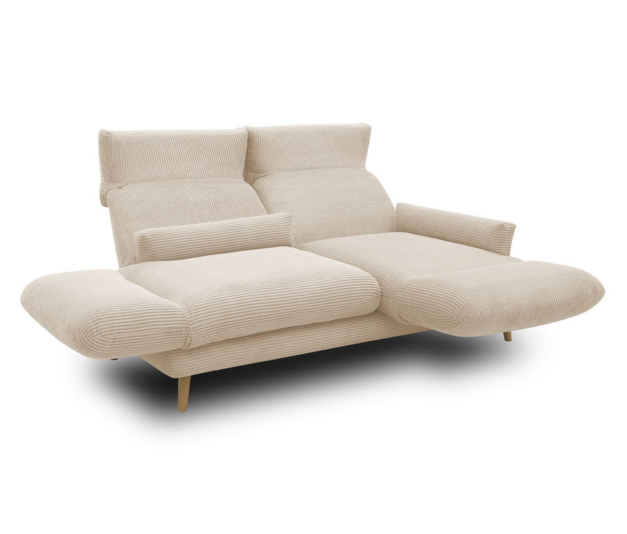 Ein cremefarbenes DOMO 2-Sitzer-Sofa »FuAR« mit Drehfunktion.