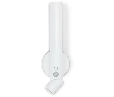 Weiße LED-Wandleuchte mit Bewegungsmelder.