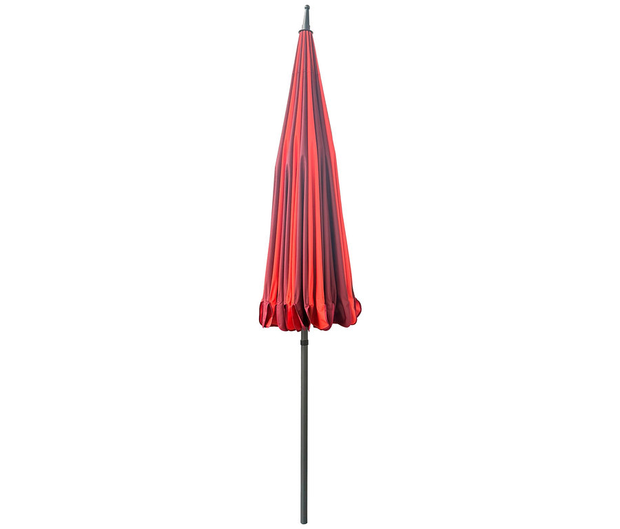 Geschlossener Leco Sonnenschirm, Ø 240 cm, in Rot und Dunkelrot.