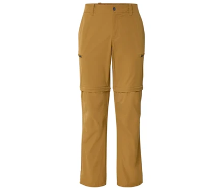 Goldene Outdoor-Hose mit Reißverschluss.