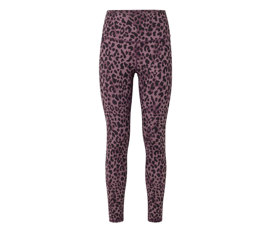Lila-schwarze Sportleggings »ActivePower« mit Leopardenmuster.
