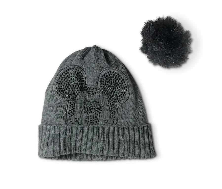 Graue Strickmütze »Disney« und abnehmbarer Bommel.