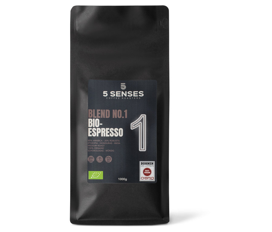 5 Senses - Blend No.1 Bio-Espresso - 1 kg Ganze Bohne