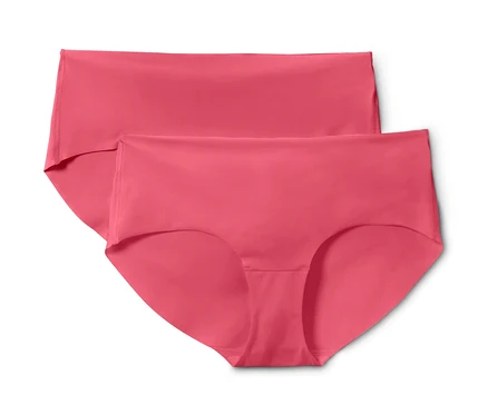 Zwei korallenrote Magic-Cut-Pantys liegen übereinander.