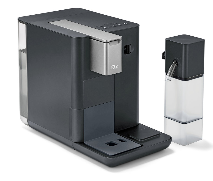 Ein grauer Qbo MILK MASTER Kaffeevollautomat.