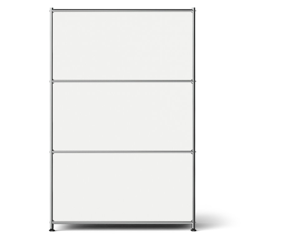 Weißes modulares Aufbewahrungsregal mit drei Regalböden.