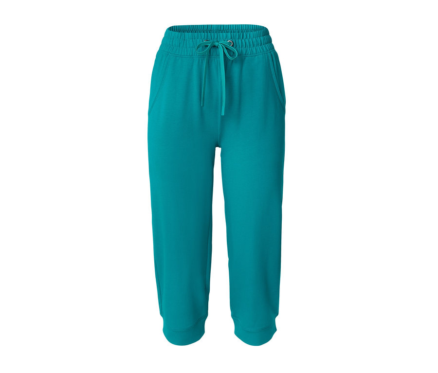 Türkise 3/4-Sweathose mit Kordelzug in der Taille.