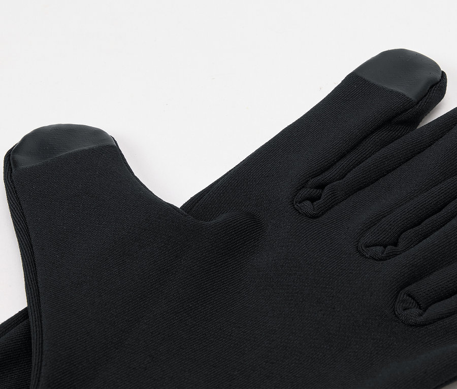 Schwarze Laufhandschuhe.