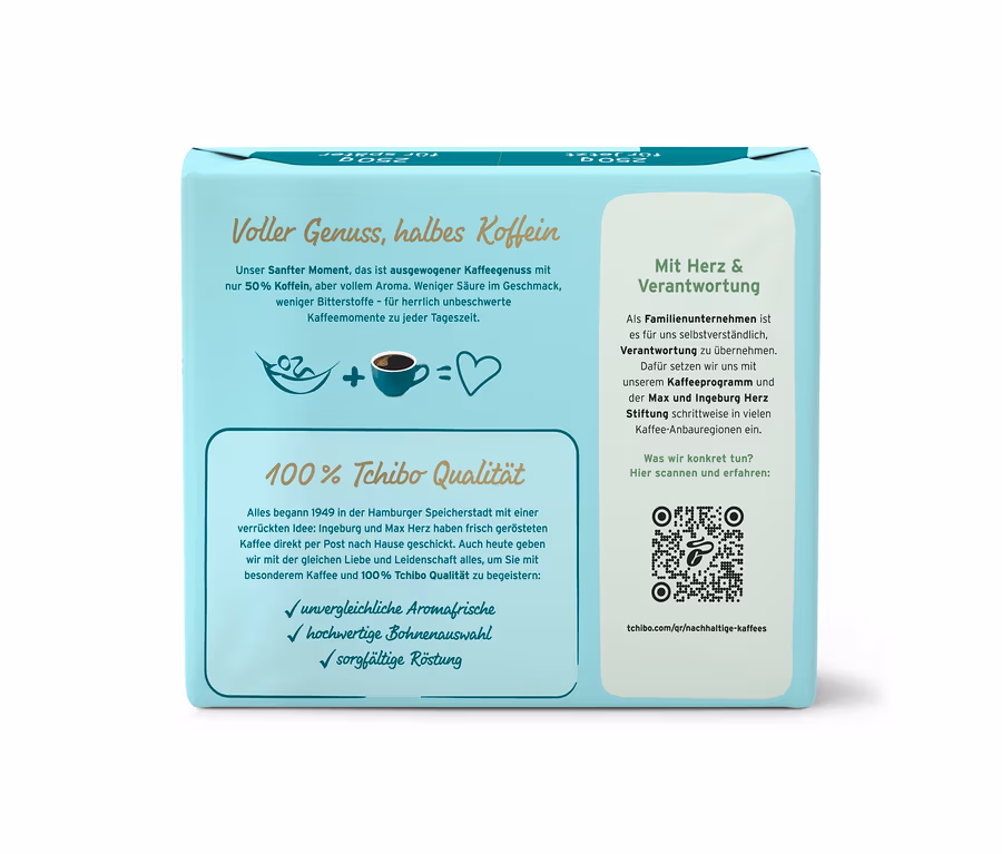 Packung Sanfter Moment - 4 x 500 g gemahlener Kaffee.