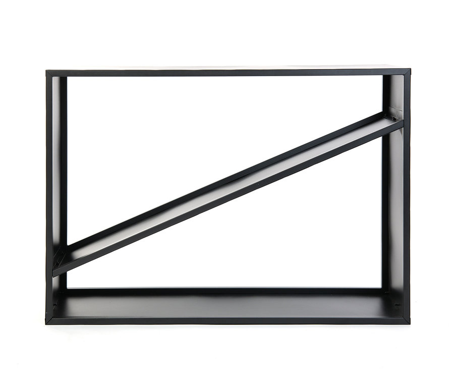 Schwarzes Kaminholzregal, ca. 114 cm.