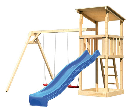 Karibu Spielturm »Anna« mit Rutsche und Doppelschaukel.