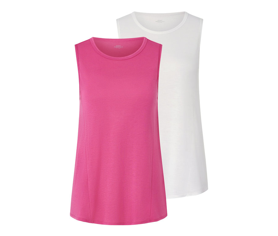 Zwei Sport-Tops, eins fuchsia und eins weiß.