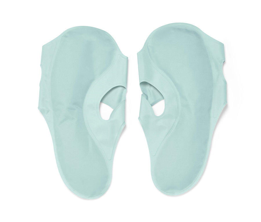 Zwei hellblaue Entspannungssohlen liegen nebeneinander.