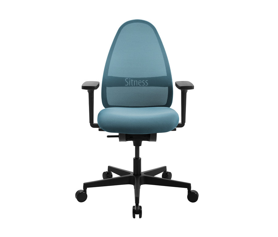 Blauer Topstar »SOFT SITNESS ART« Bürostuhl vor weißem Hintergrund.