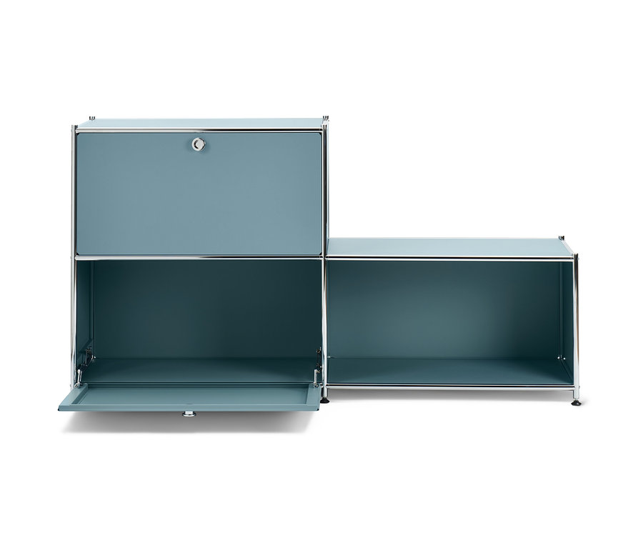 Basaltblaues Sideboard »CN3« mit 2 Klappfächern, eines davon ist geöffnet.