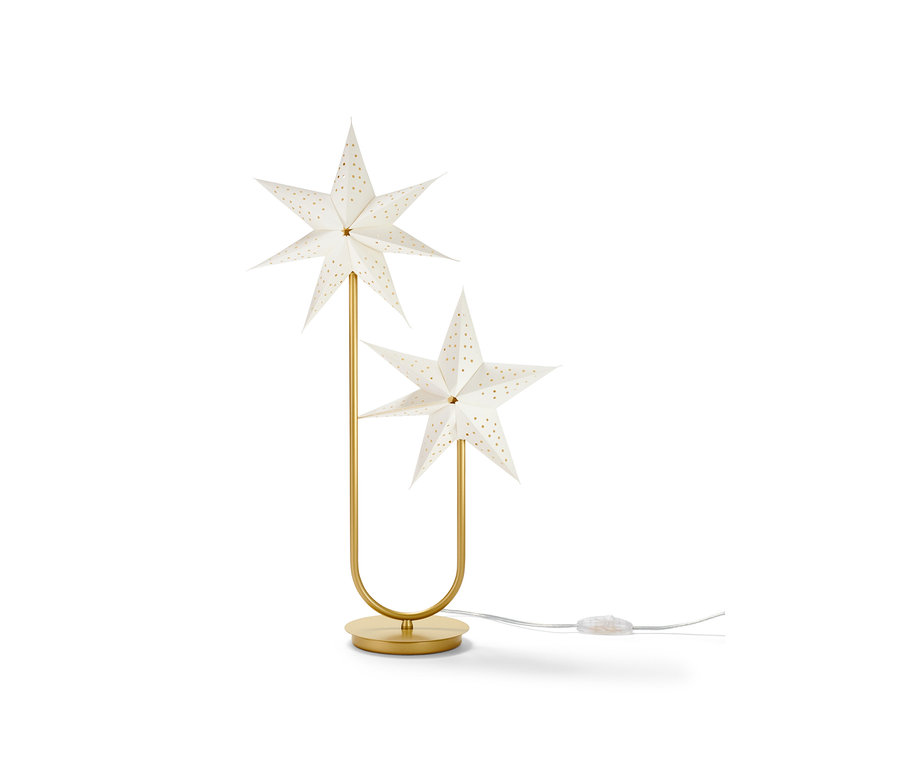 LED-Dekoleuchte »Sterne« auf goldenem Sockel.