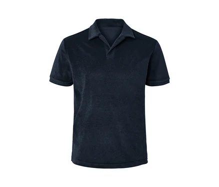 Navy Frottee-Poloshirt.