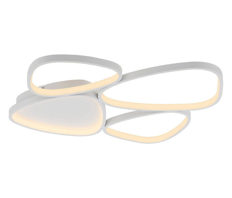 Weiße Deckenleuchte mit organischen Formen und LED-Beleuchtung.
