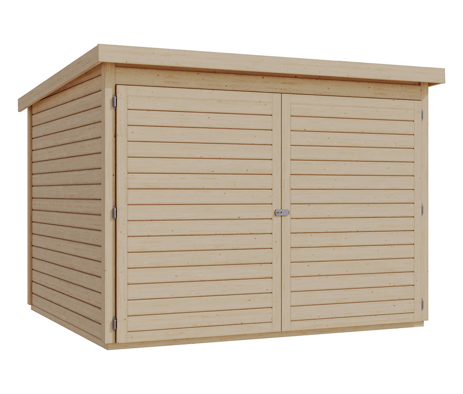 Naturfarbene Karibu Fahrradgarage für 4 Räder, 19 mm.