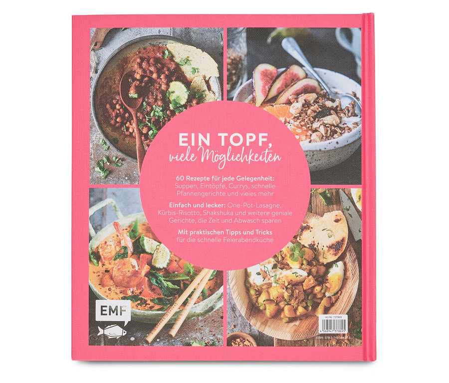 Kochbuch mit verschiedenen Rezeptbildern auf dem Cover.