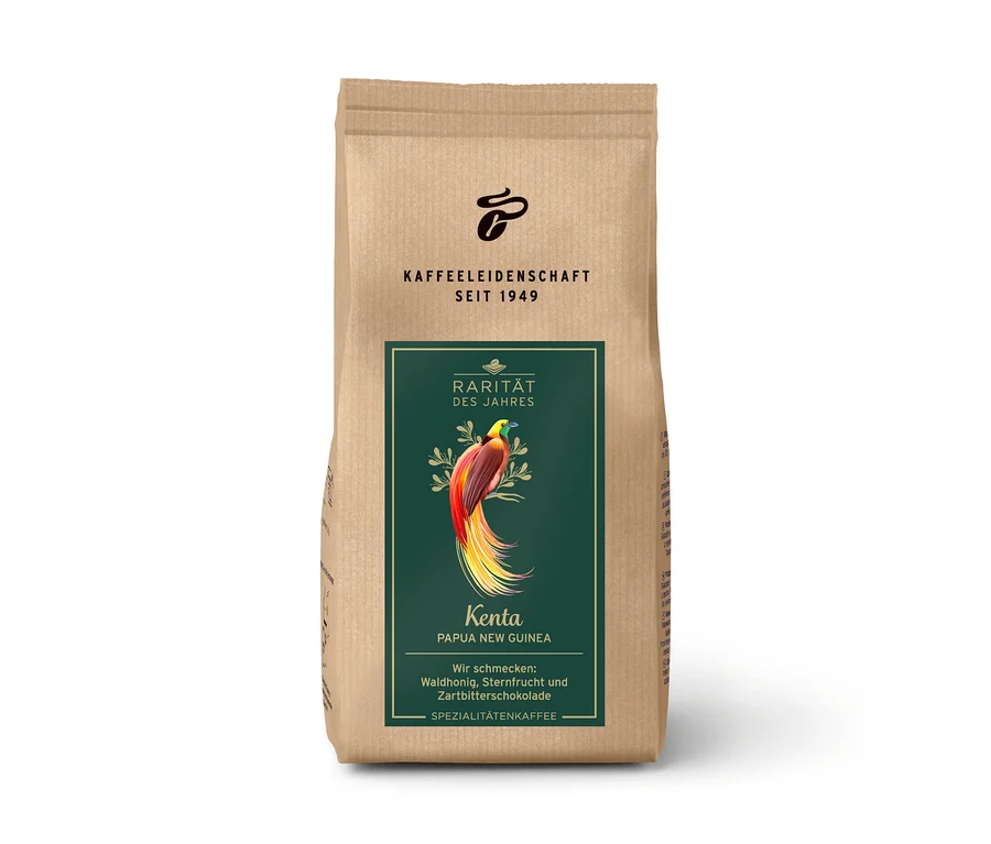 Eine Packung "Kenta Papua New Guinea" Spezialitätenkaffee der Marke "Kaffeeleidenschaft".