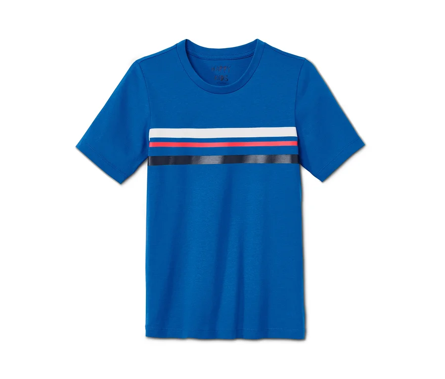 Blaues Shorty-Pyjama mit Streifen.