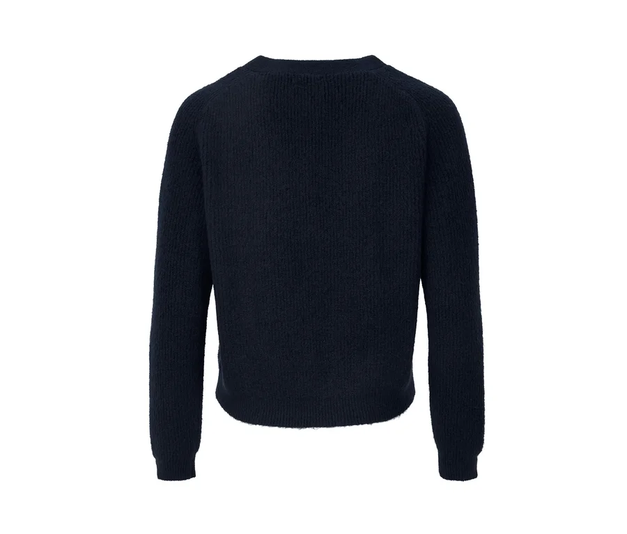 Marineblauer Grobstrick-Cardigan.