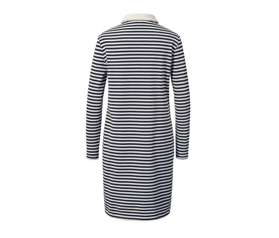 Gestreiftes Sweatkleid mit Polokragen.