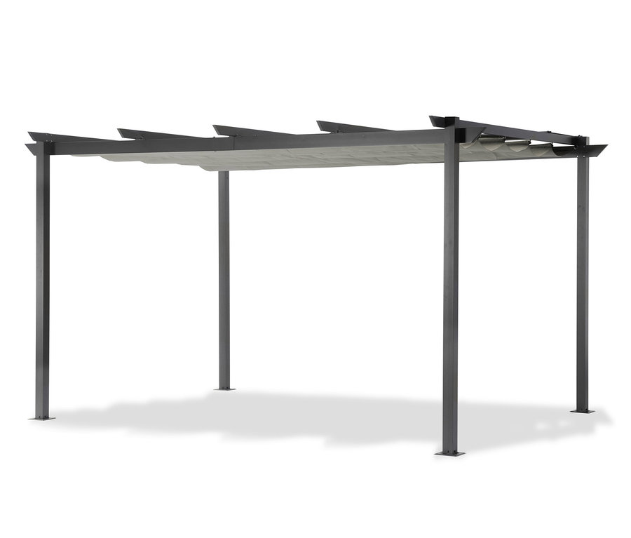 Eine Leco Pergola, ca. 4 x 3 m, in Schwarz.