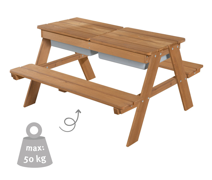 roba Kinder-Outdoor-Sitzgruppe »Picknick for 4«, mit Spielwannen, Teakoptik.