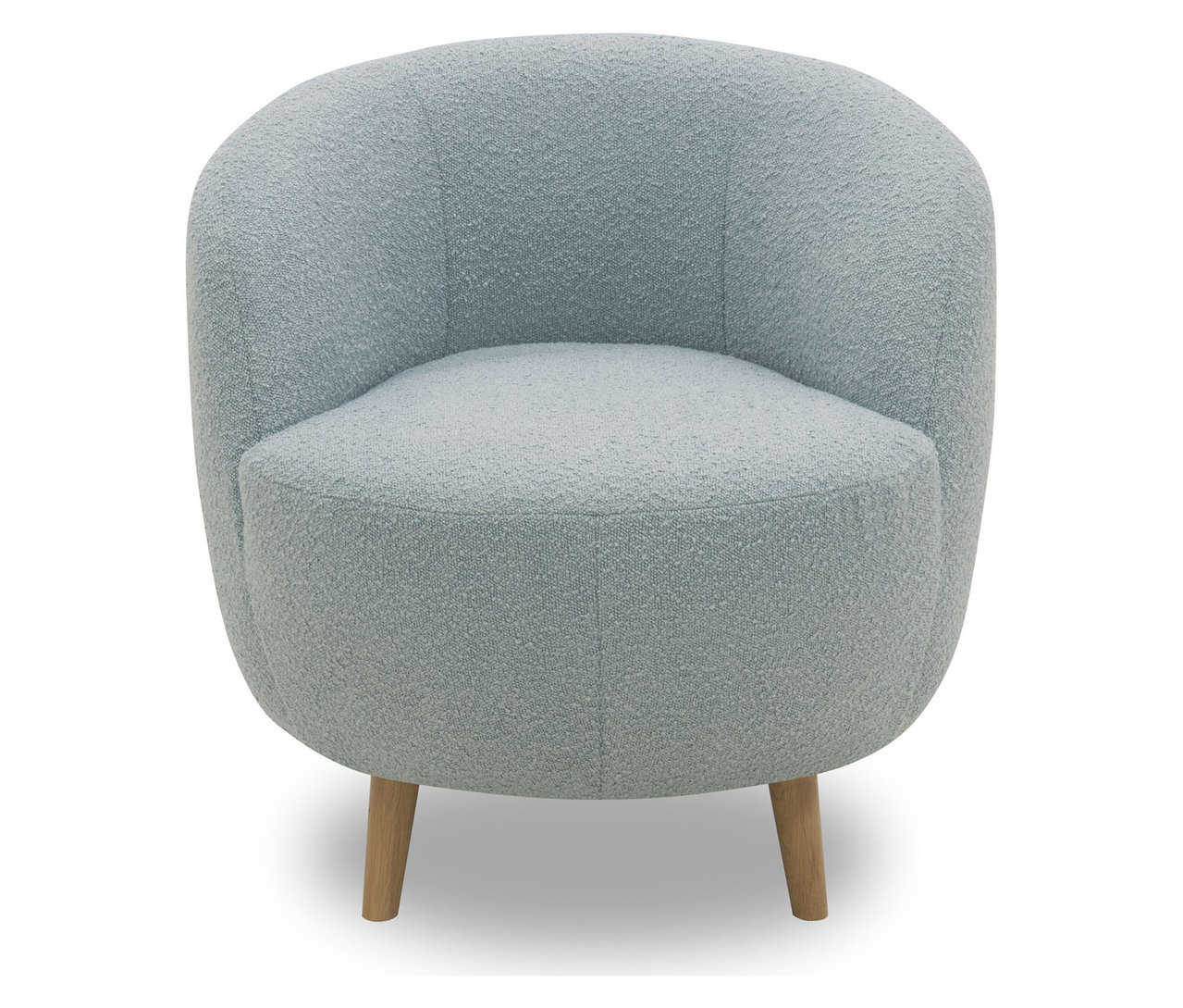 Ein hellblauer Domo Sessel Ahus steht vor einem weißen Hintergrund.