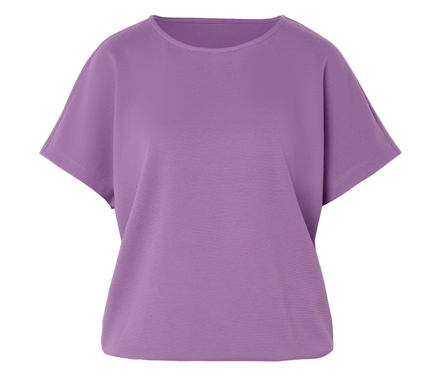 Lila, kurzärmeliges T-Shirt mit horizontaler Textur.