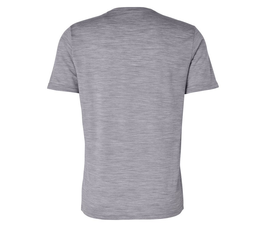 Rückansicht eines grauen T-Shirts.