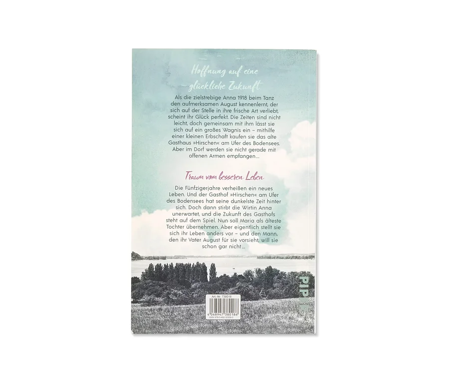 Buchcover zeigt Textauszüge und eine Landschaft. Titel: "Hoffnung auf eine glückliche Zukunft" und "Traum vom besseren Leben".