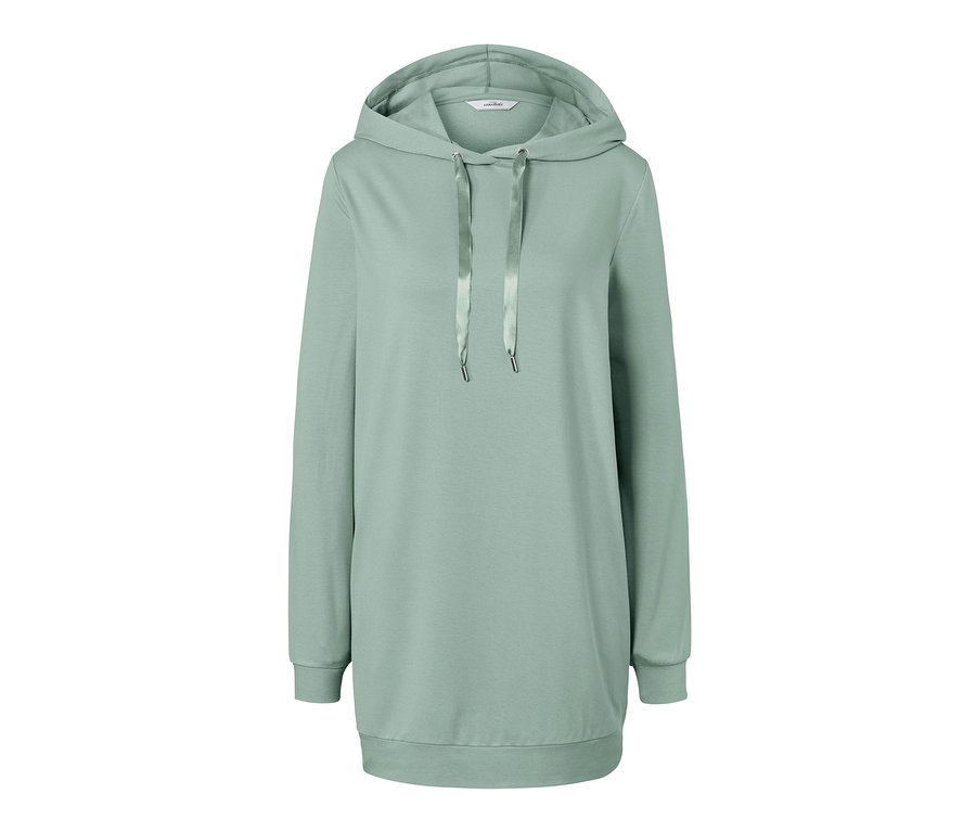Ein grüner Longhoodie.