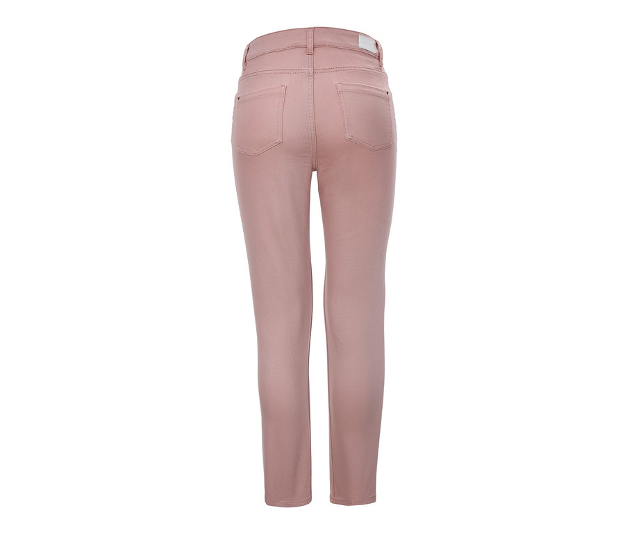 Rückansicht einer rosafarbenen Slimfit-Jeans.